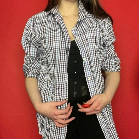 Purple and blue checkered button up 💜🩵​​​​​​​​​​​​​​​​ - Picture 3 of 5